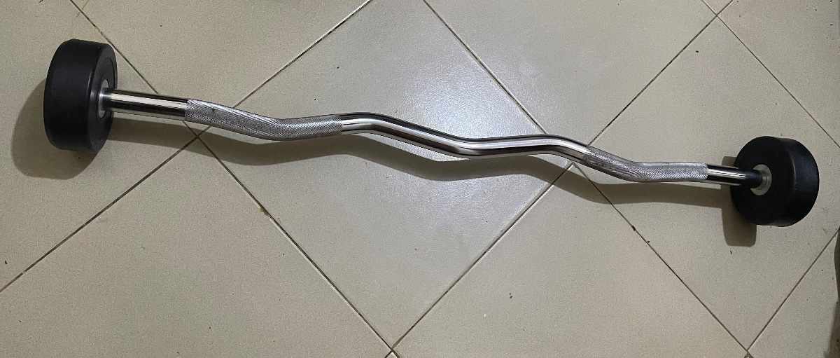 fixed rubber barbell 10kg thumbnail 2