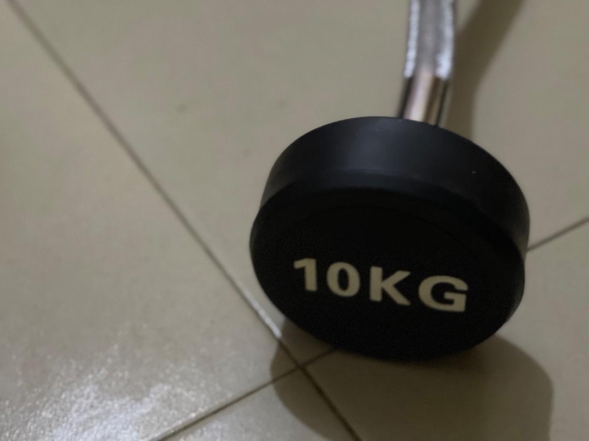 fixed rubber barbell 10kg thumbnail 3