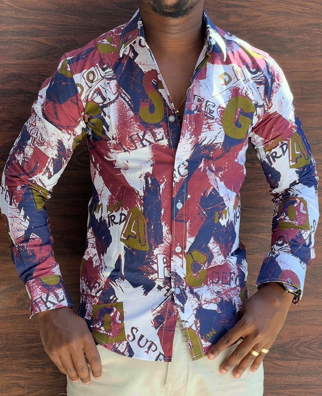 Men’s long-sleeve casual button-up shirt - Image 1