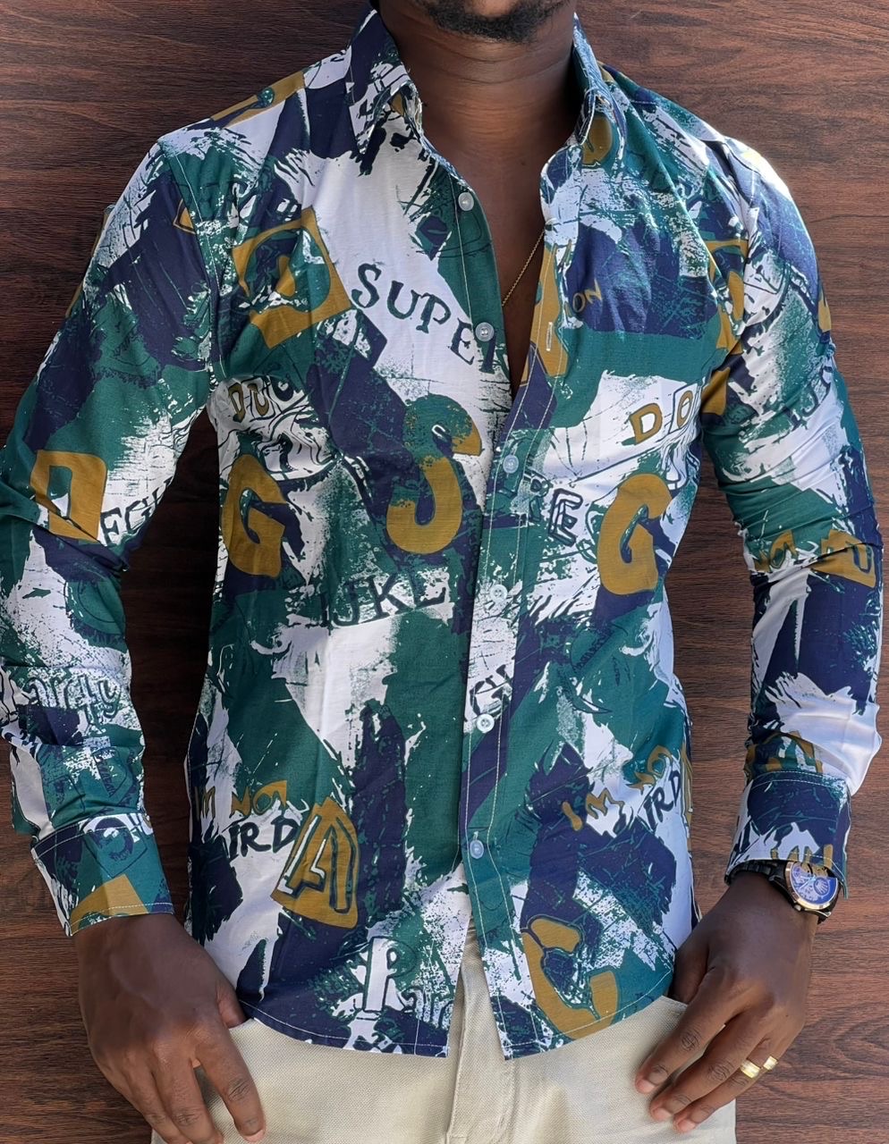 Men’s long-sleeve casual button-up shirt thumbnail 3