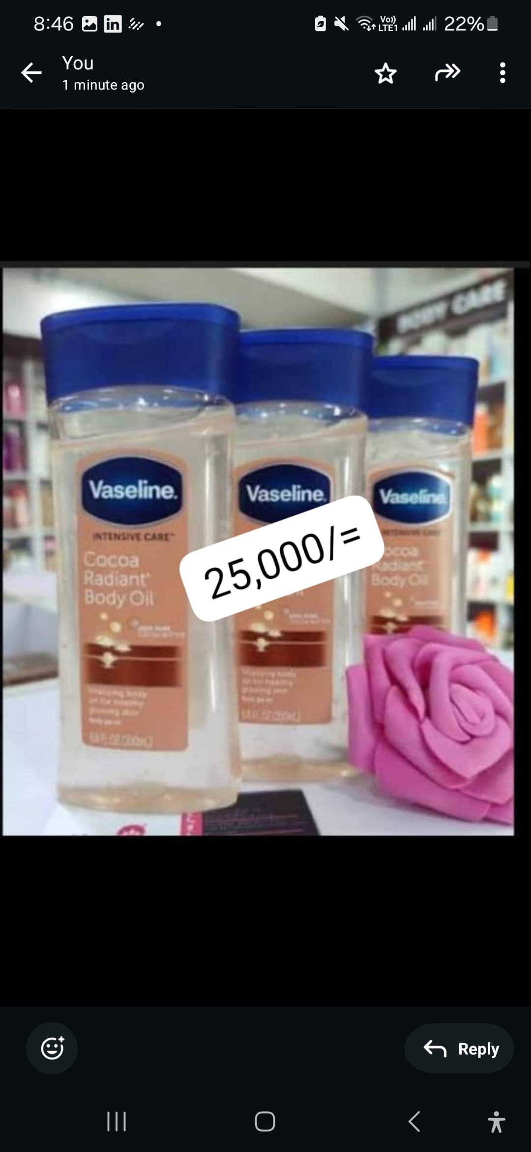Vaseline cocoa butter body oil - Image 1