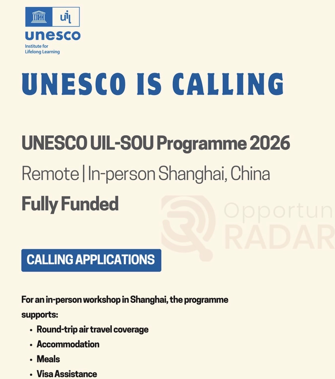 UNESCO UIL–SOU Programme 2026 (Fully Funded)