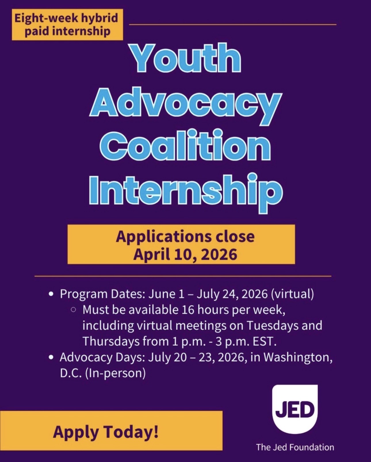 Youth Advocacy Coalition Internship 2026