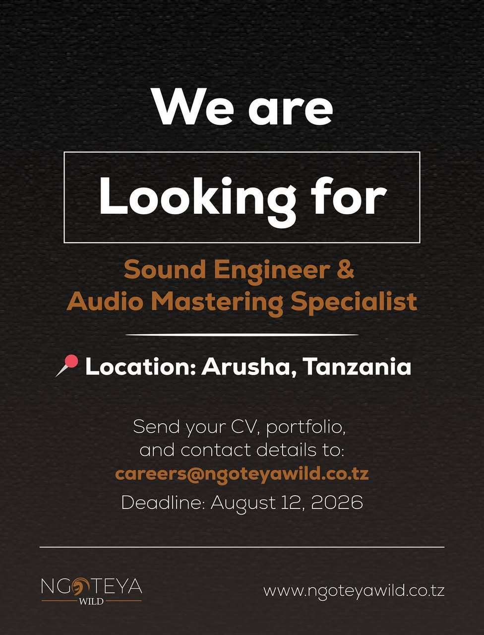 Sound Engineer & Audio Mastering Specialist based in Arusha.