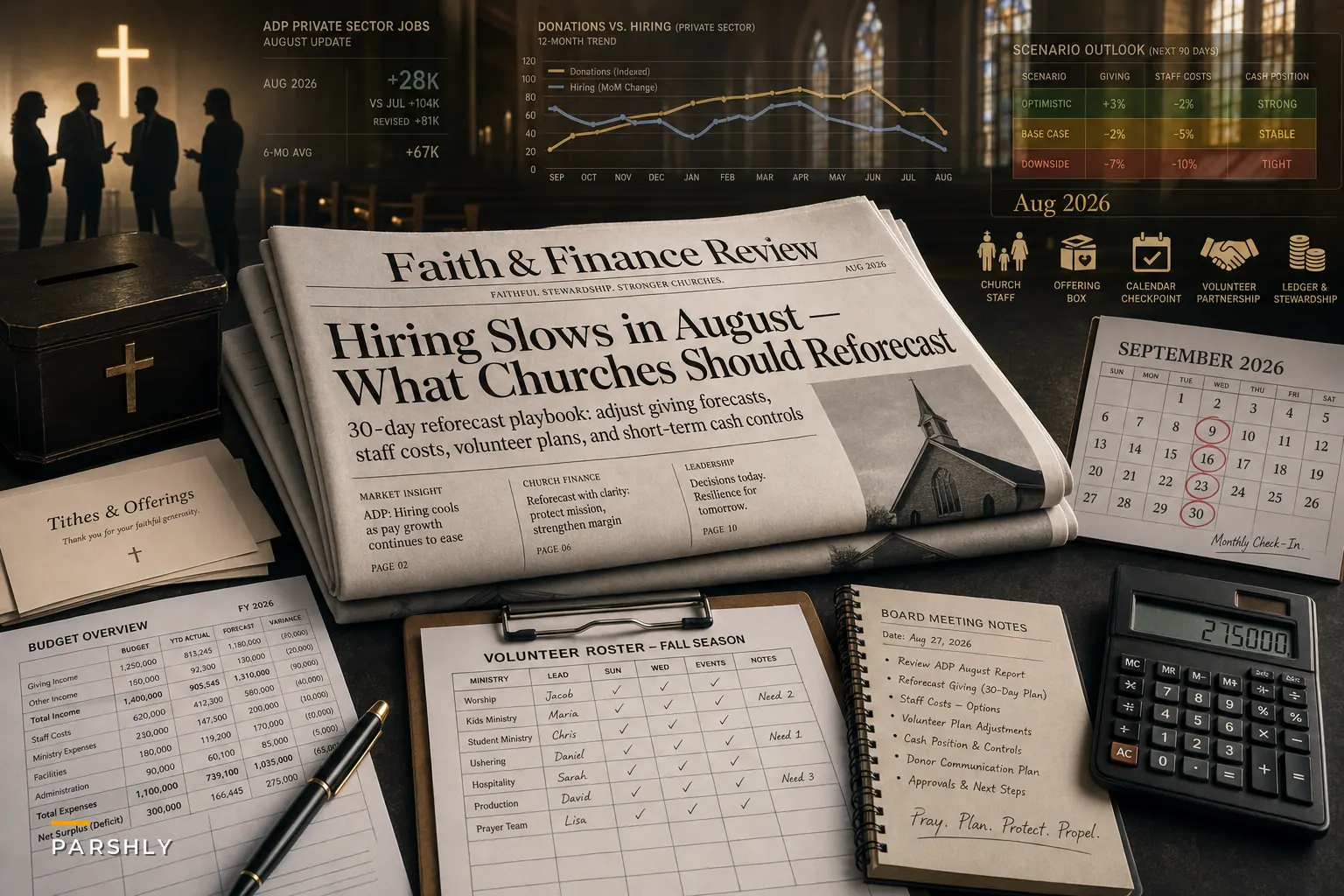 August Jobs Slowdown: What Church Leaders Should Do Now to Reforecast Giving, Staff Costs, and Volunteer Plans