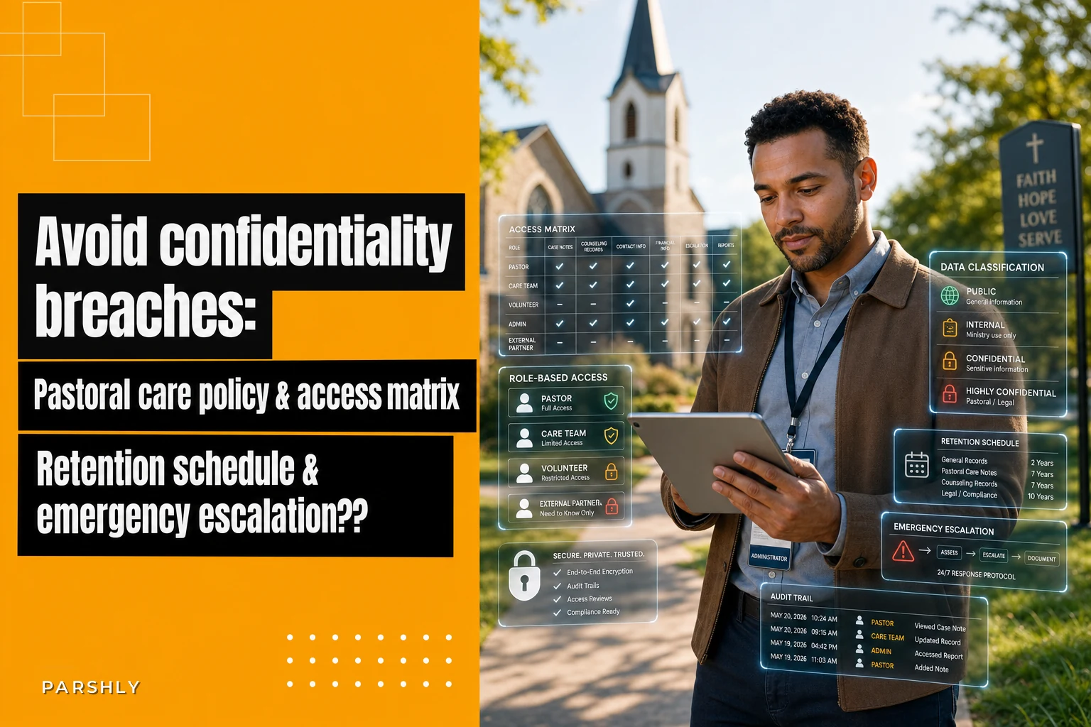 Avoid confidentiality breaches: an operational pastoral care policy, access matrix and retention schedule