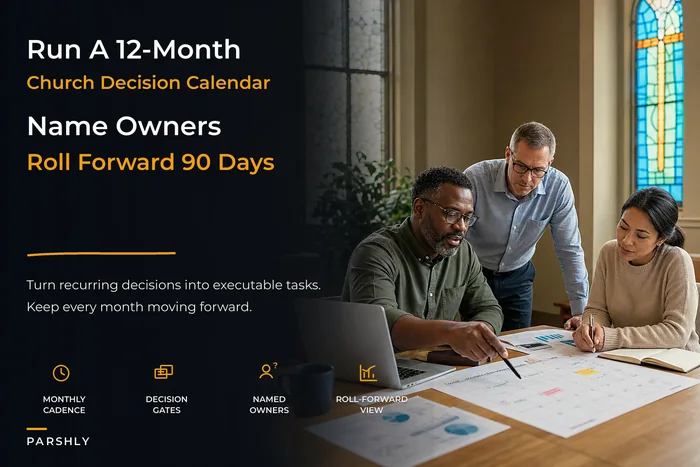 Church annual operating rhythm and 12-month decision calendar