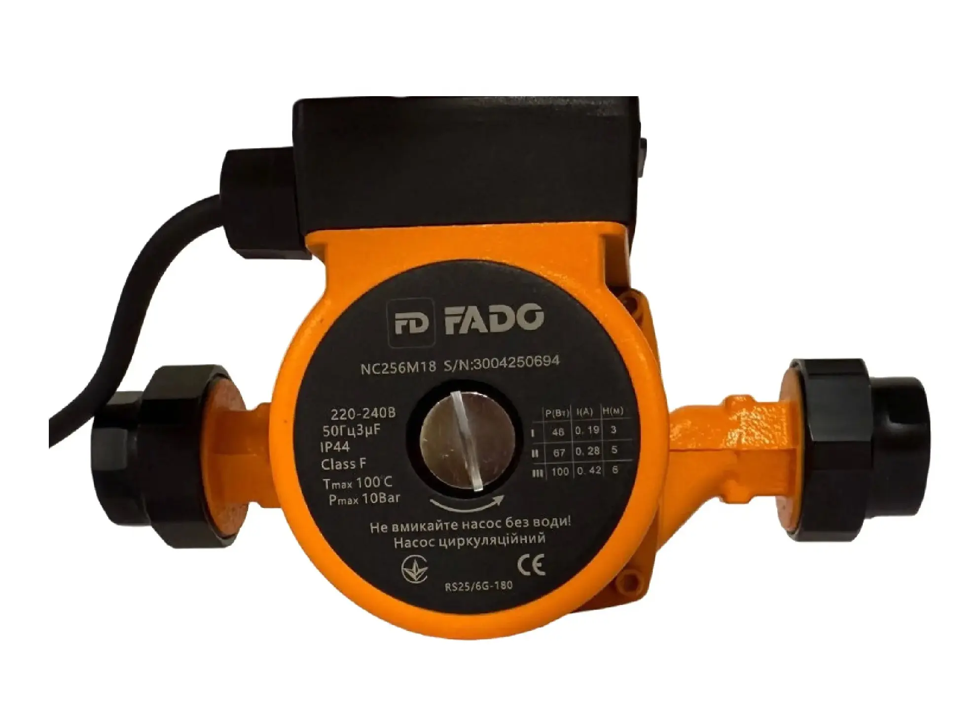 Насос циркуляційний FADO 25/4 130мм Qmax 48,0 л/хв 72Вт