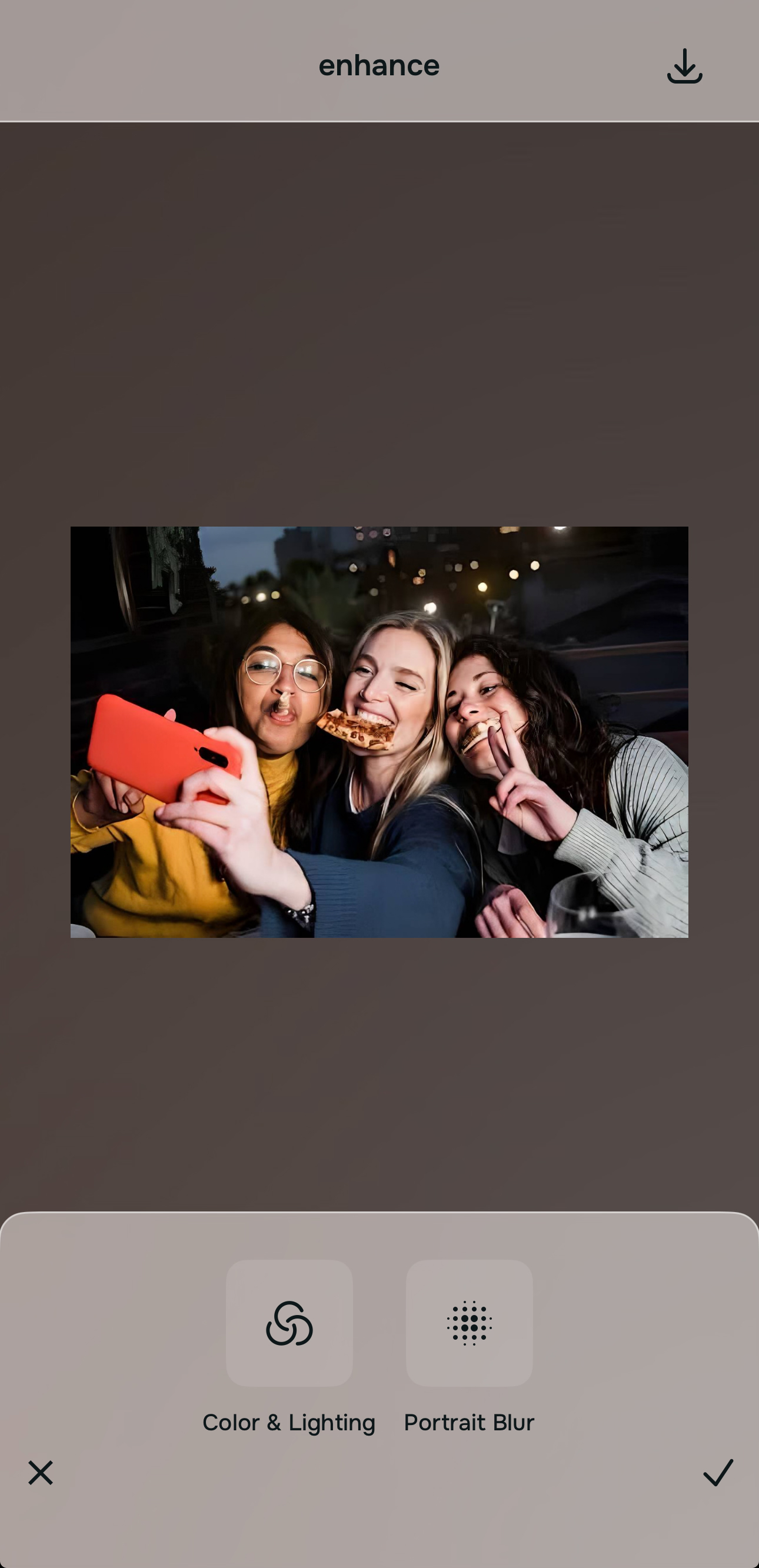 Enhanced selfie preview after colors and lighting improvements