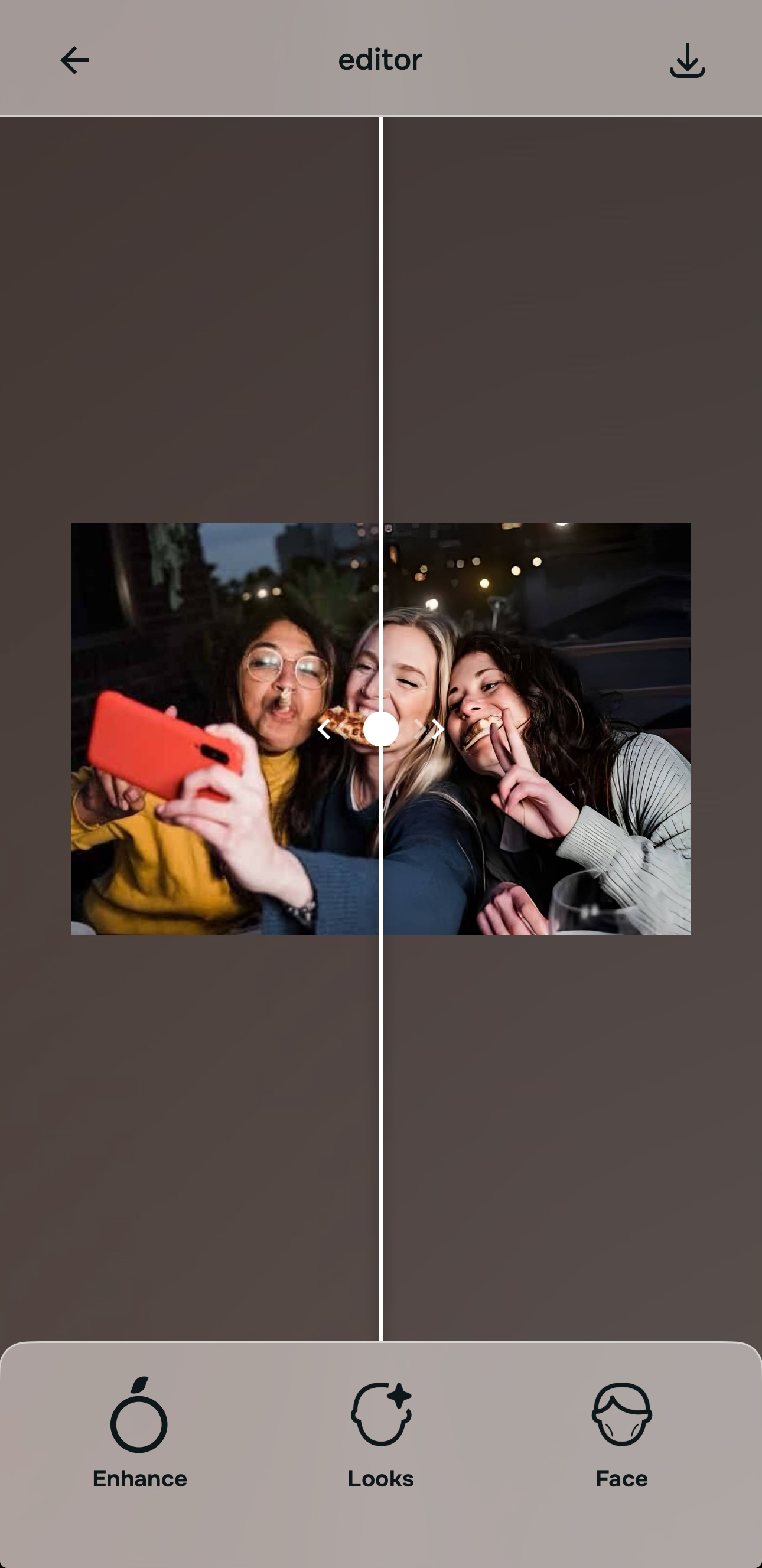 Selfie enhancement tools for face and look adjustments