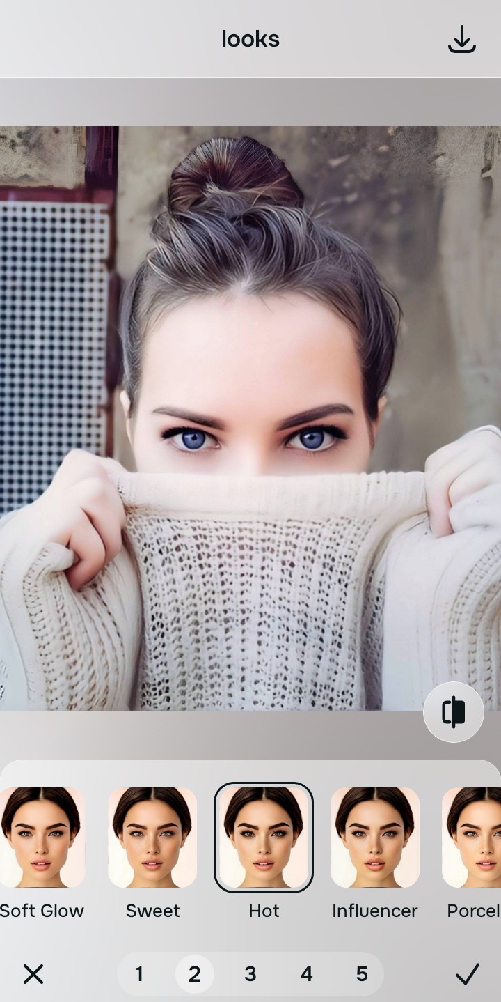 Using the Looks path parameters to enhance face impression safely without facial warping