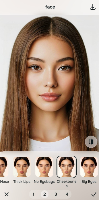 Using the Face Cheekbones tool and Level 1 to 5 options to build natural shadow structure