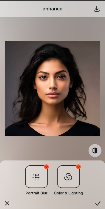 Isolating the selfie background using Portrait Blur inside Citrus Enhance