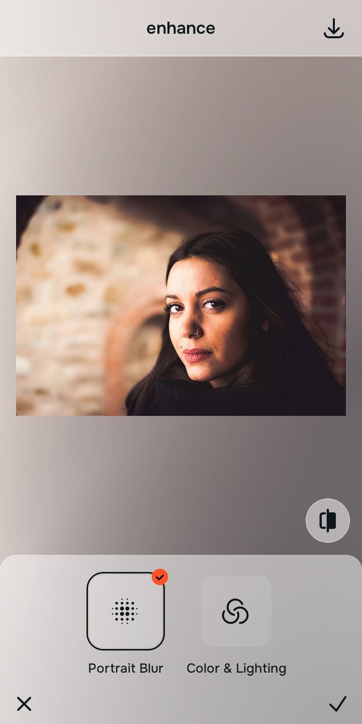 Using Portrait Blur to create depth without erasing pores