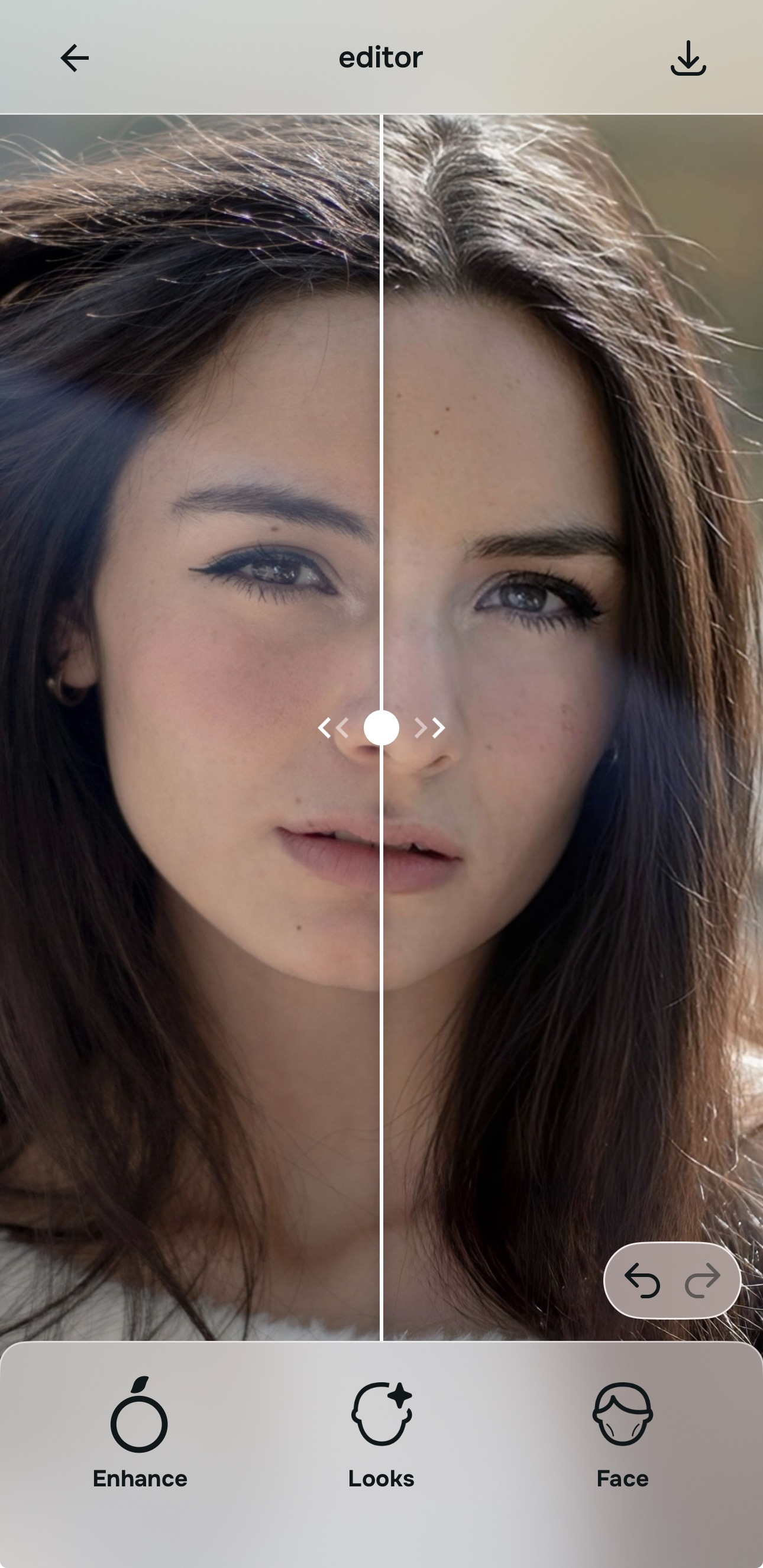 Using Looks when a selfie needs a stronger overall impression before cheekbone edits