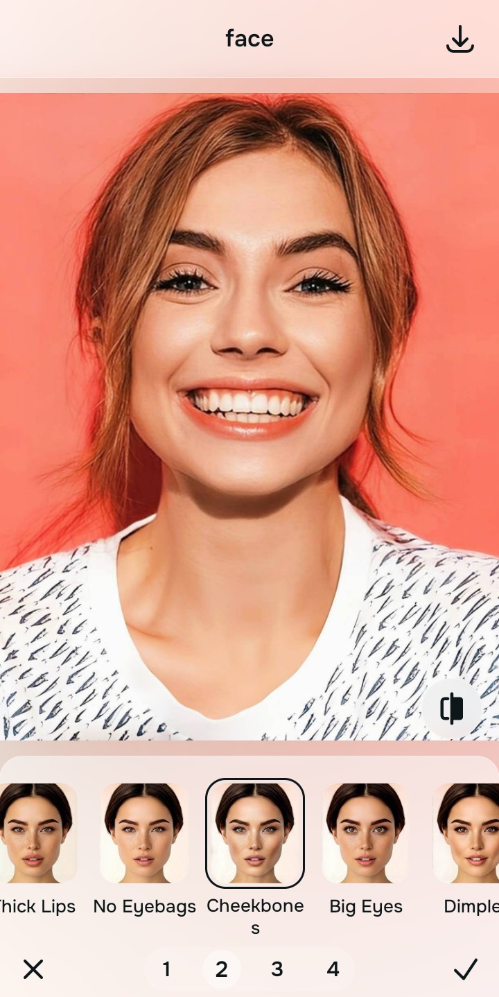 Using the Face Cheekbones tool and Level 1 to 5 options to build natural structure
