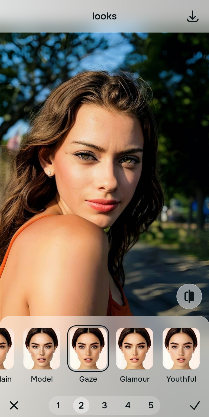 Using the Face Gaze menu and Level 1 to 5 options to enhance the specific person naturally