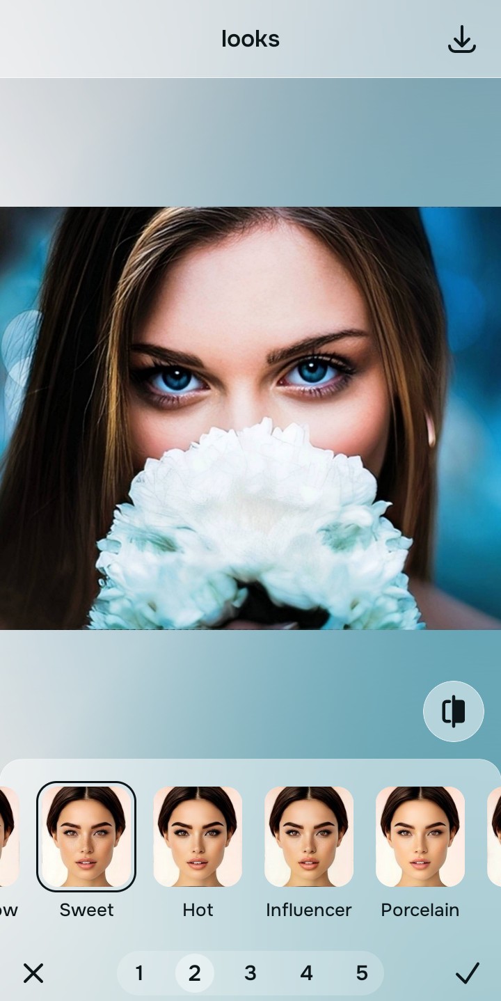 Using the Looks Sweet menu and Level 1 to 5 options to enhance the vibe naturally