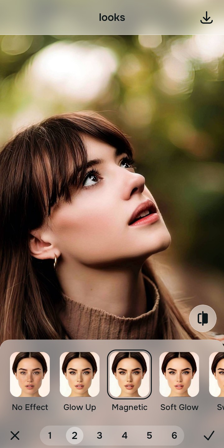 Using the Looks Magnetic menu and Level 1 to 5 options to restore masculine vibe