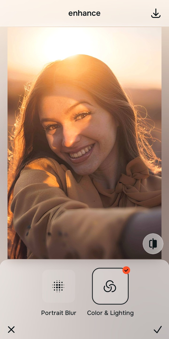 Balancing global exposure layers using Portrait Blur under Citrus Enhance