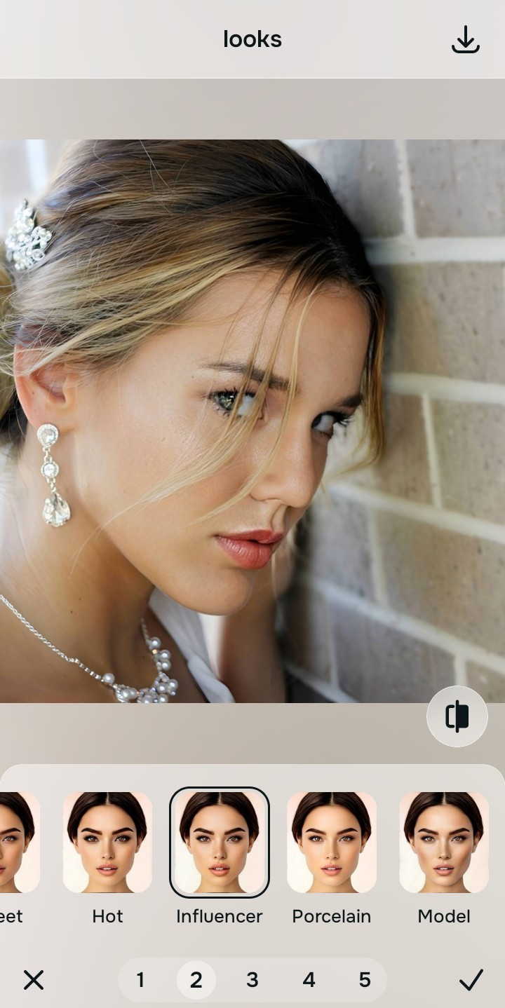 Using the Looks Influencer menu and Level 1 to 5 options to enhance the vibe naturally