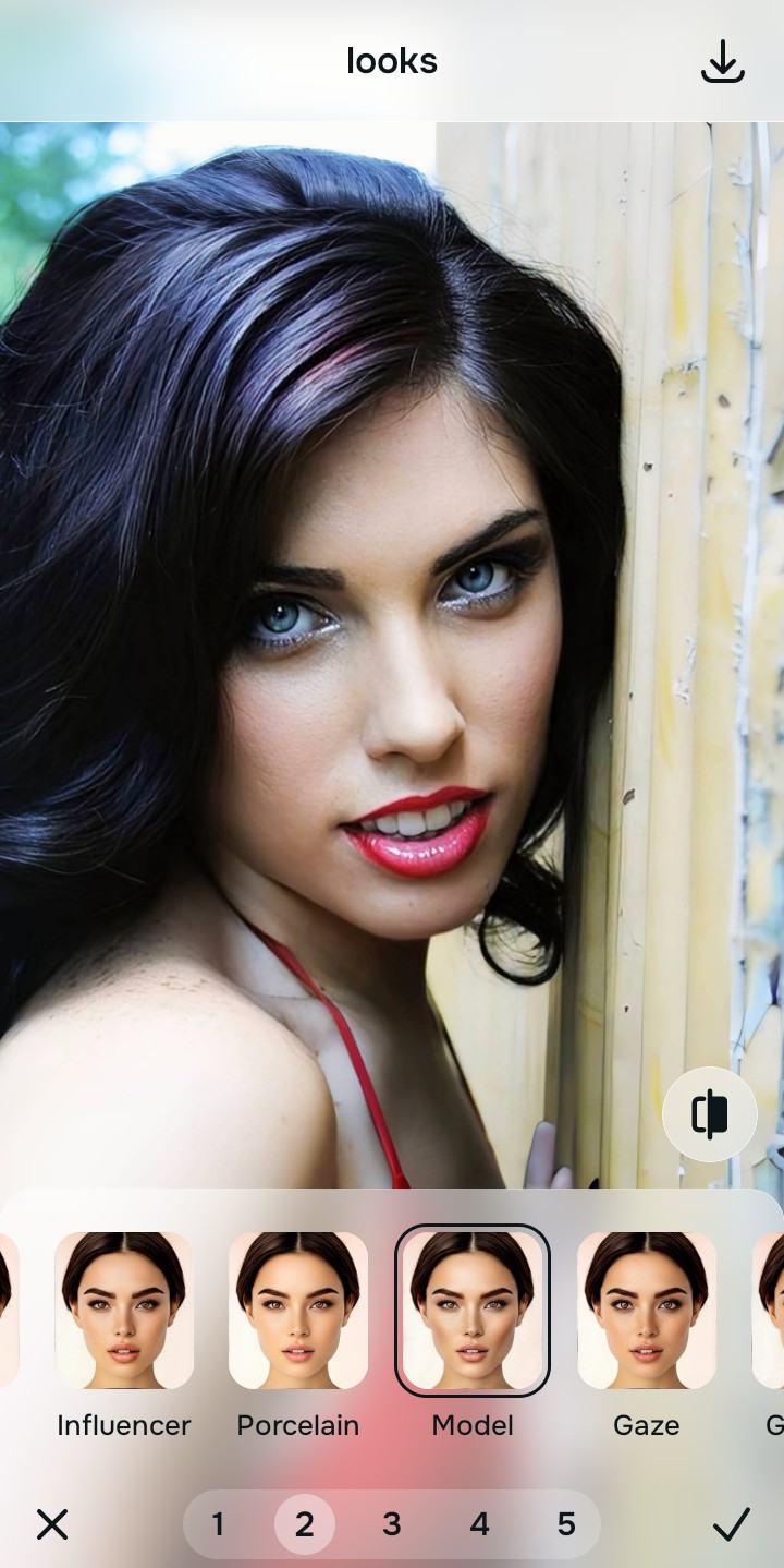 Using the Looks Model menu and Level 1 to 5 options to enhance the vibe naturally