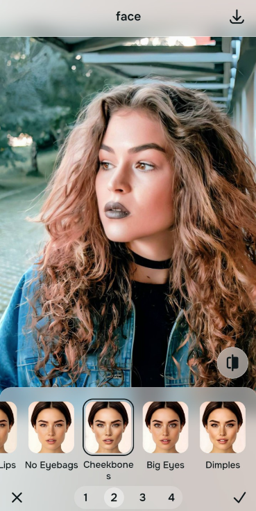 Using the Face menu and Level 1 to 5 options to carve out cheekbones naturally