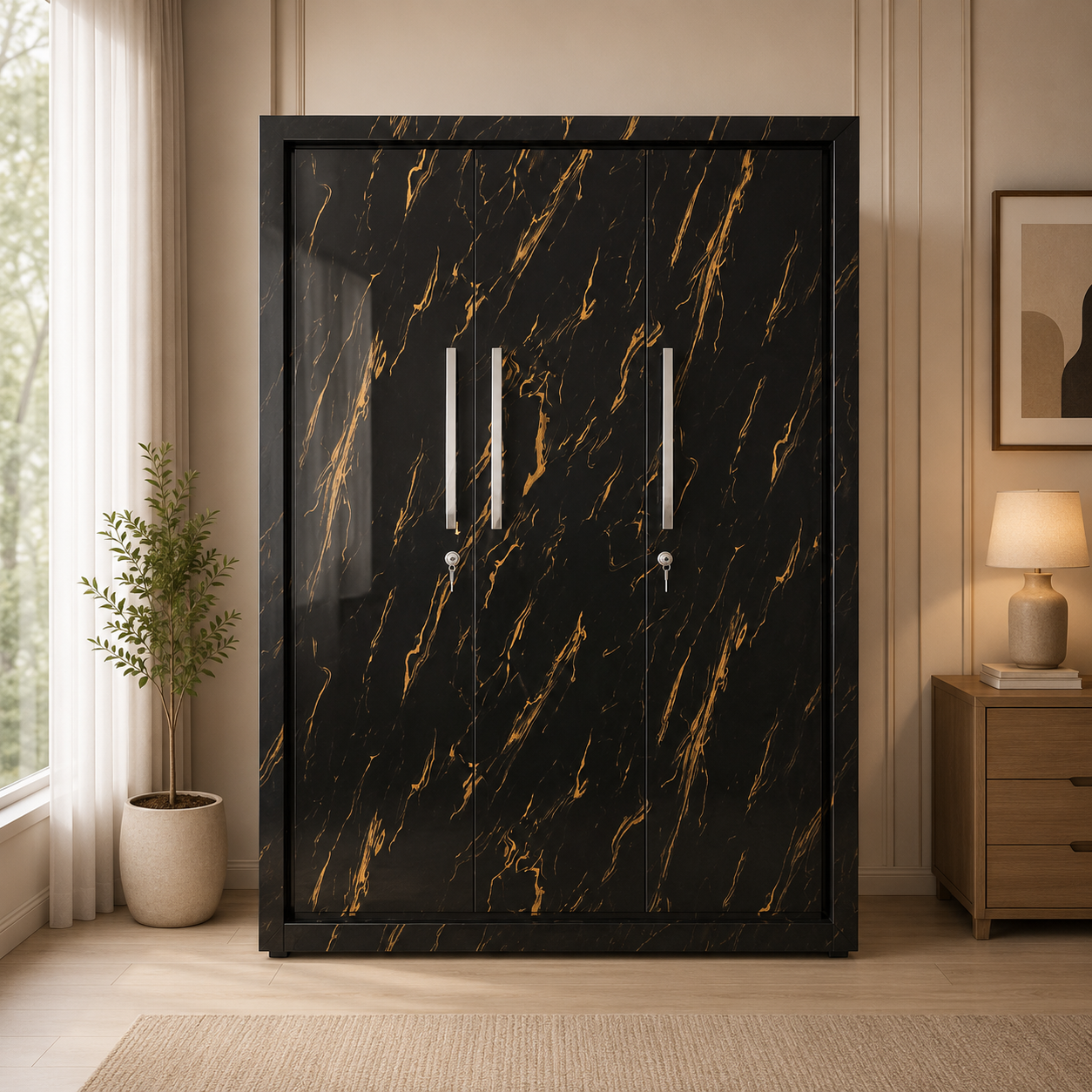 Marble Finish Wooden Wardrobe