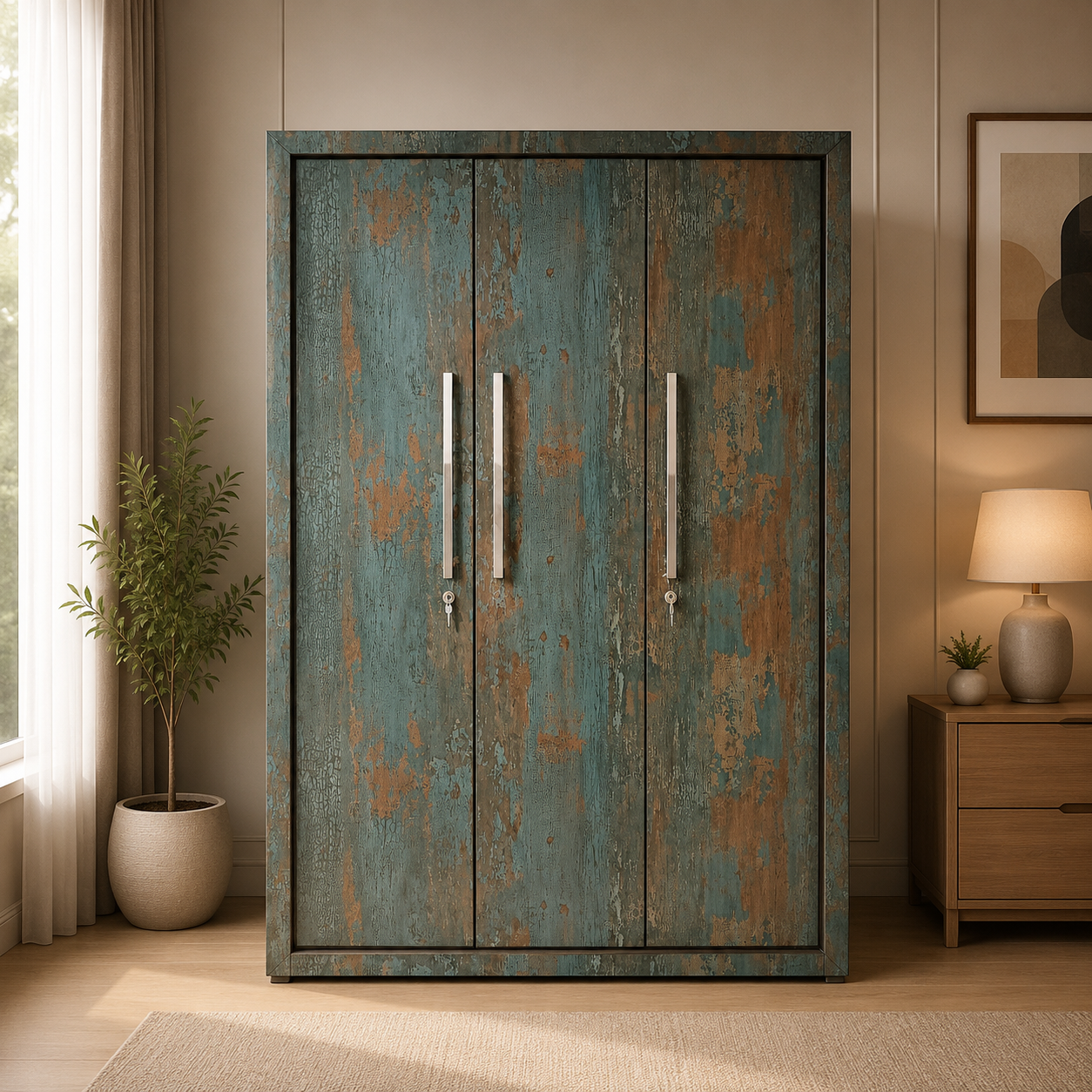 Marble Finish Wooden Wardrobe thumbnail 1