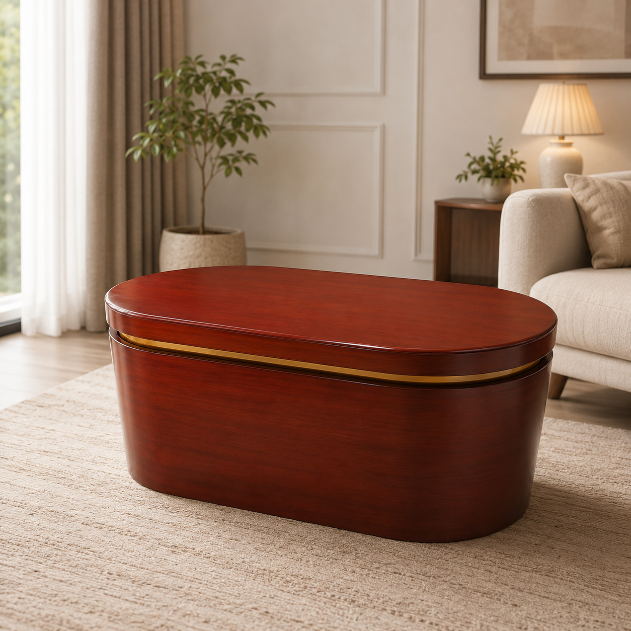 Modern Wooden Oval Center Table (Teapoy)