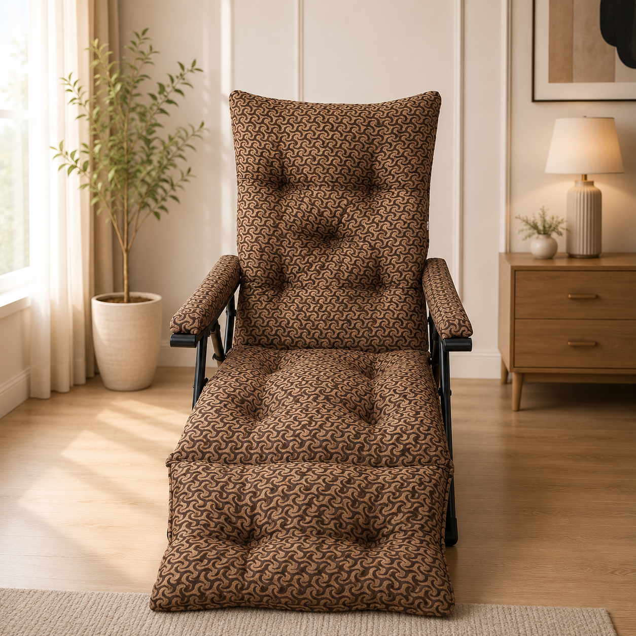 Fabric Recliner Chair with Adjustable Backrest & Footrest thumbnail 1