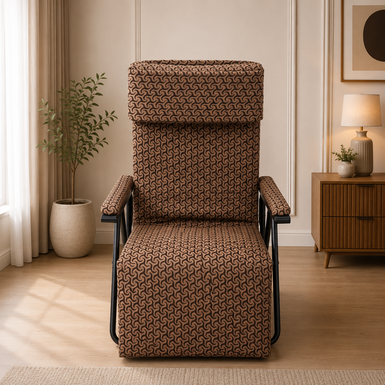 High Back Fabric Recliner Chair with Adjustable Footrest