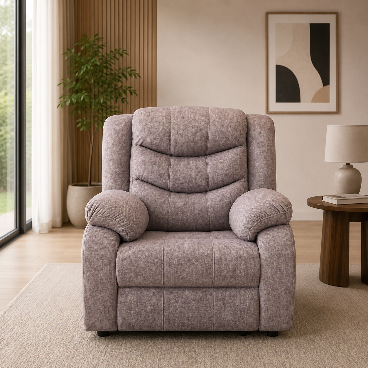 **Luxury Fabric Recliner Chair with Plush Cushioned Comfort**