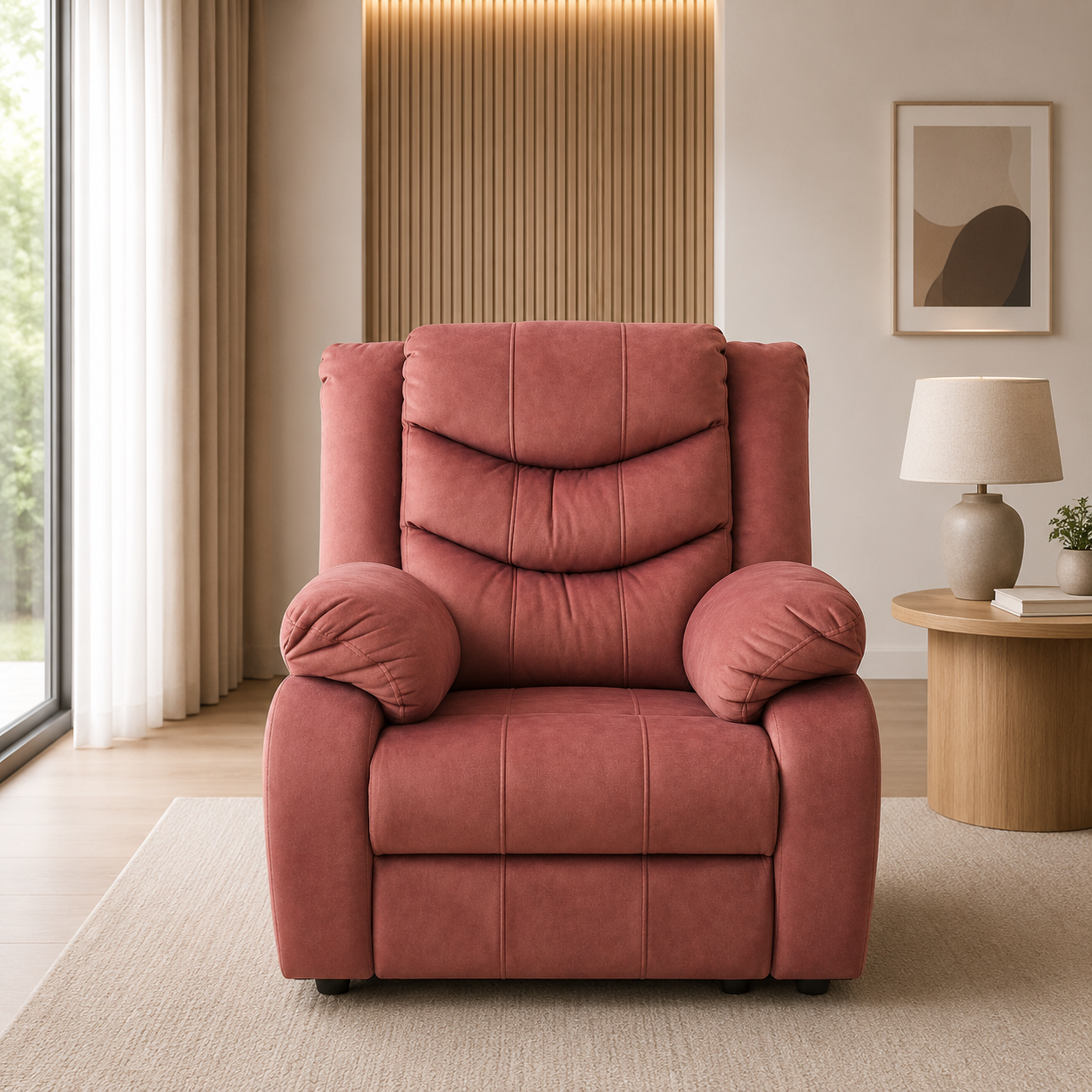 **Luxury Fabric Recliner Chair with Plush Cushioned Comfort** thumbnail 1