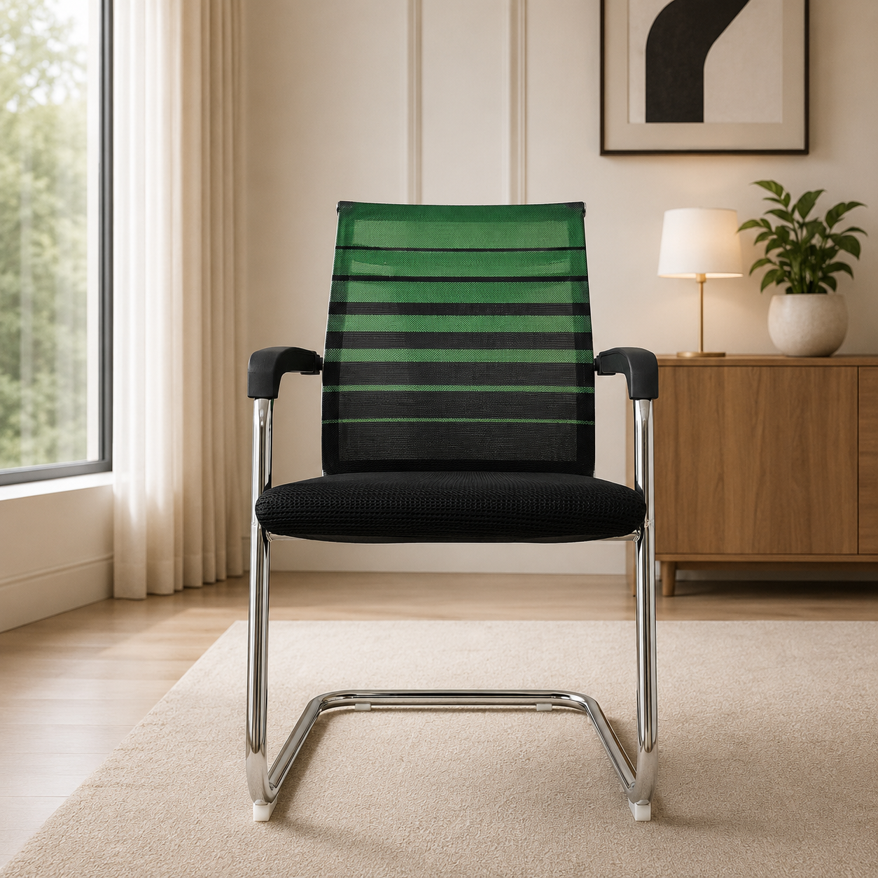 Premium Visitor Office Chair with Mesh Back, Cushioned Seat & Metal Cantilever Frame thumbnail 0