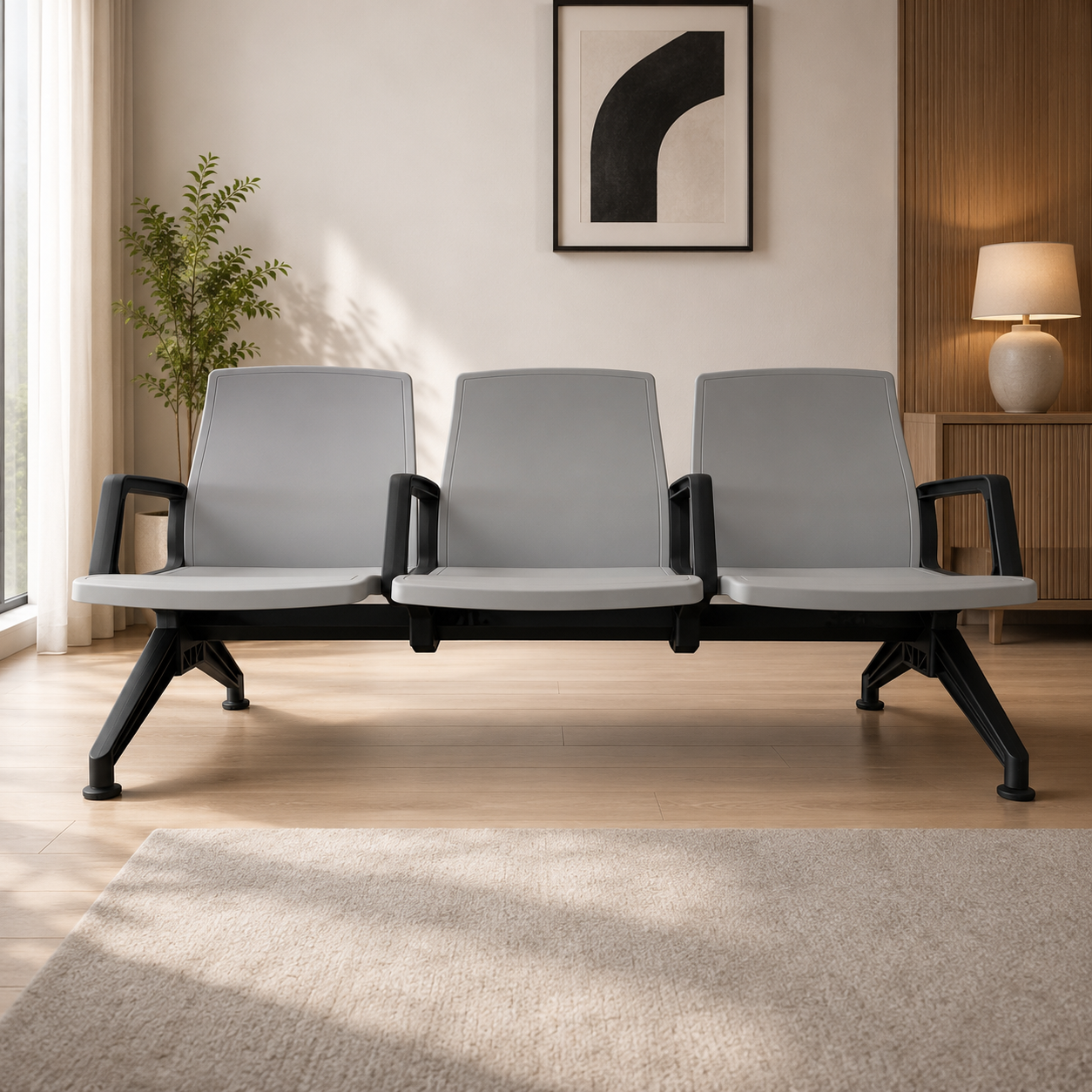 3-Seater Modular Waiting Chair for Reception, Hospital & Office