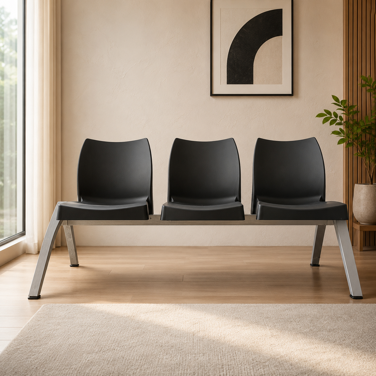 3-Seater Modular Waiting Chair for Reception, Hospital & Office thumbnail 1