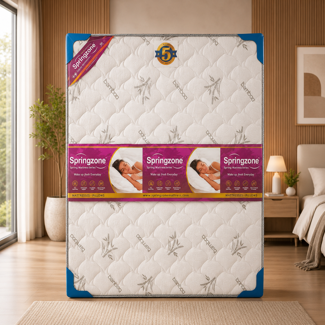 Springzone Bamboo Orthopedic Spring Mattress with Premium Quilted Fabric