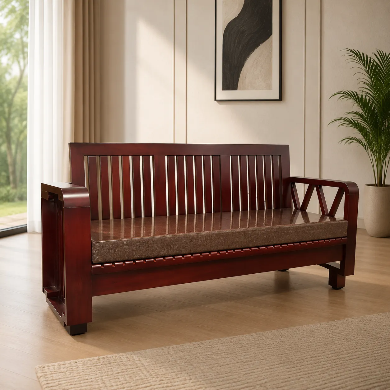 Premium 3 seater wooden sofa