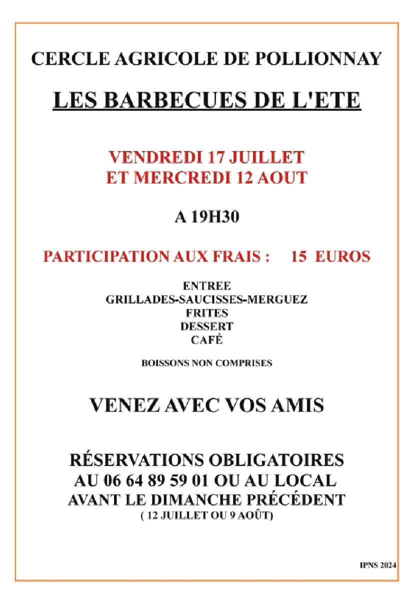 Barbecue été 2026 - Cercle Agricole