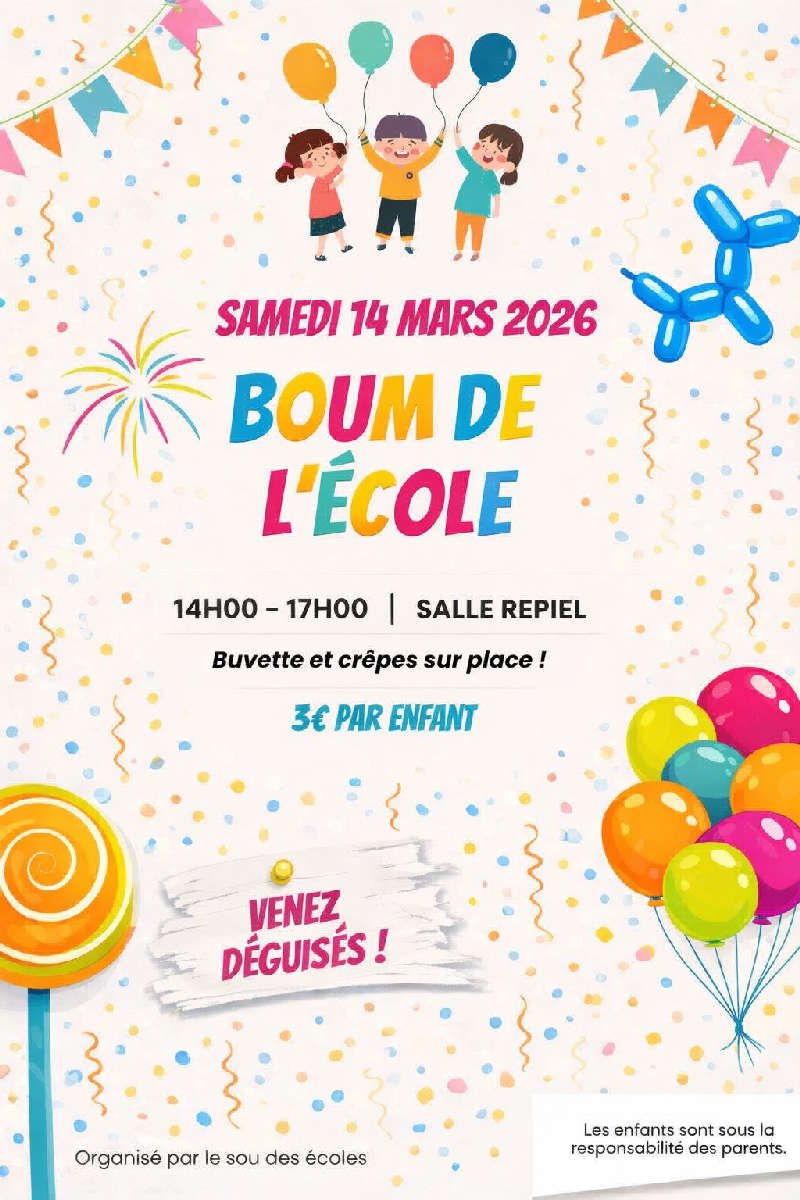 🎉 Boom de l’école – Samedi 14 mars 2026 🎉