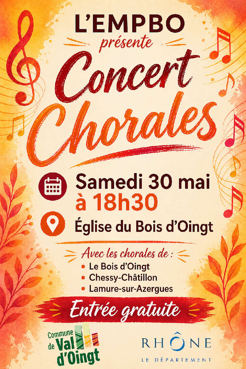 L'EMPBO : concert chorales le 30 mai﻿🎶