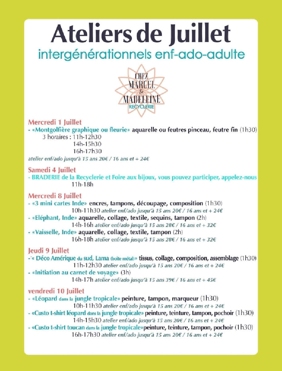 Recyclerie créative - Programme de juillet