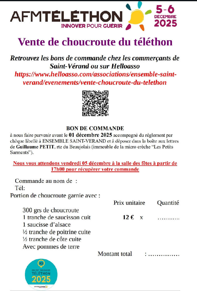 Vente choucroute du téléthon