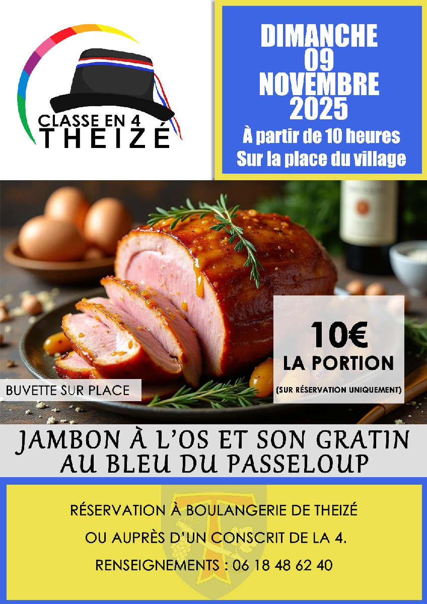 Jambon à l’os et gratin au bleu