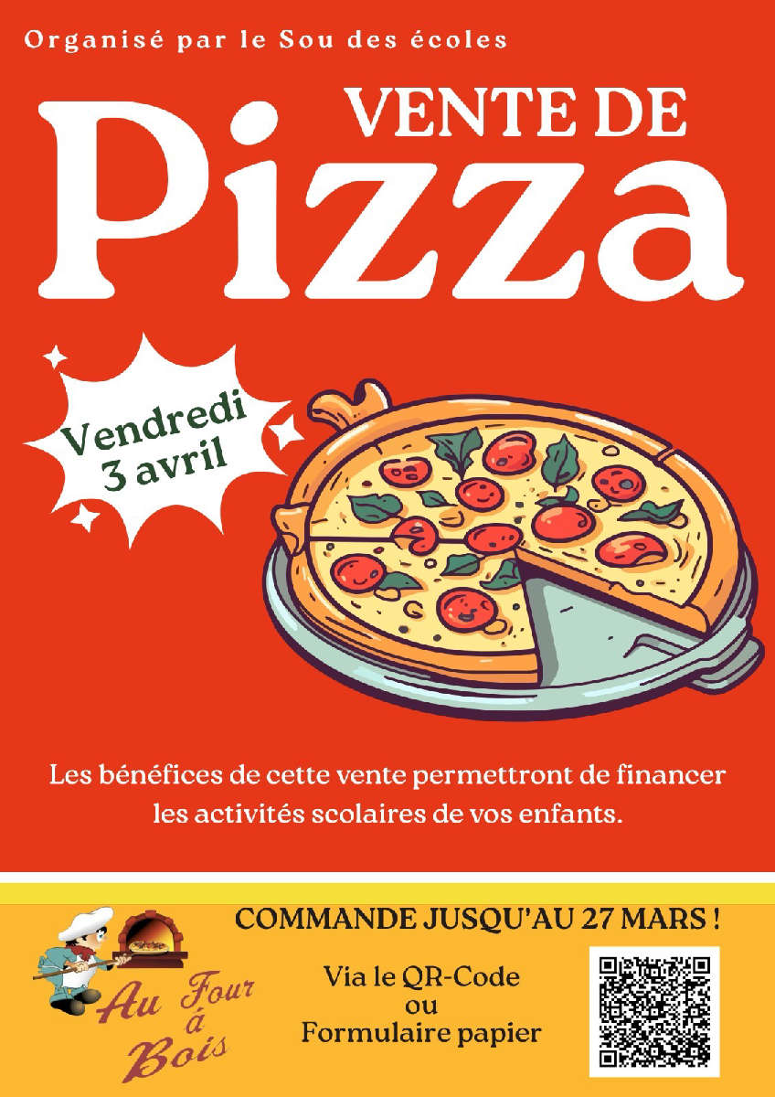 📣 Vente de pizzas du Sou des écoles ! 🍕