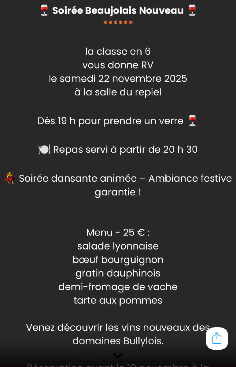 Soirée Beaujolais Nouveau