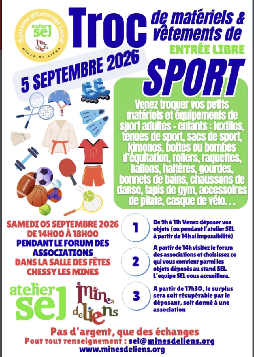Troc matériels et vêtements de sport