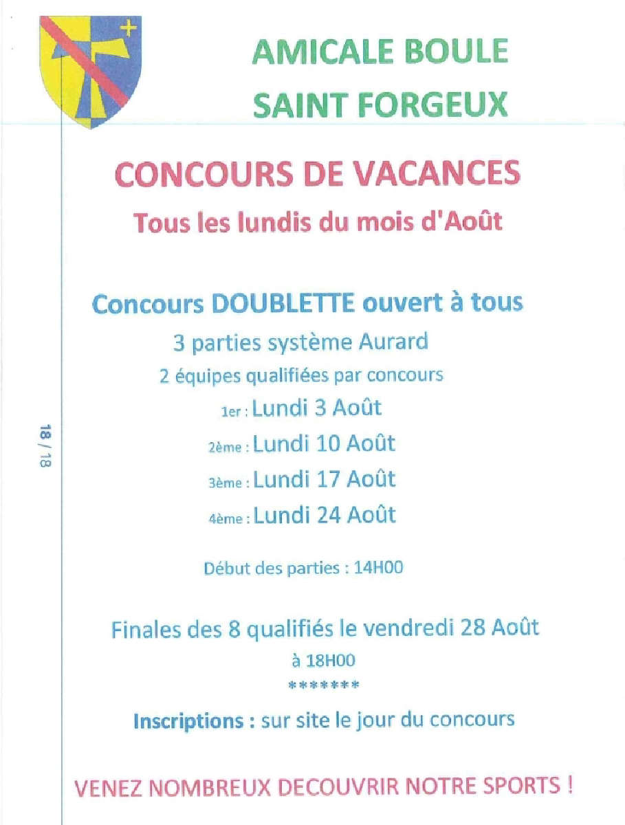 BOULES - Concours vacances