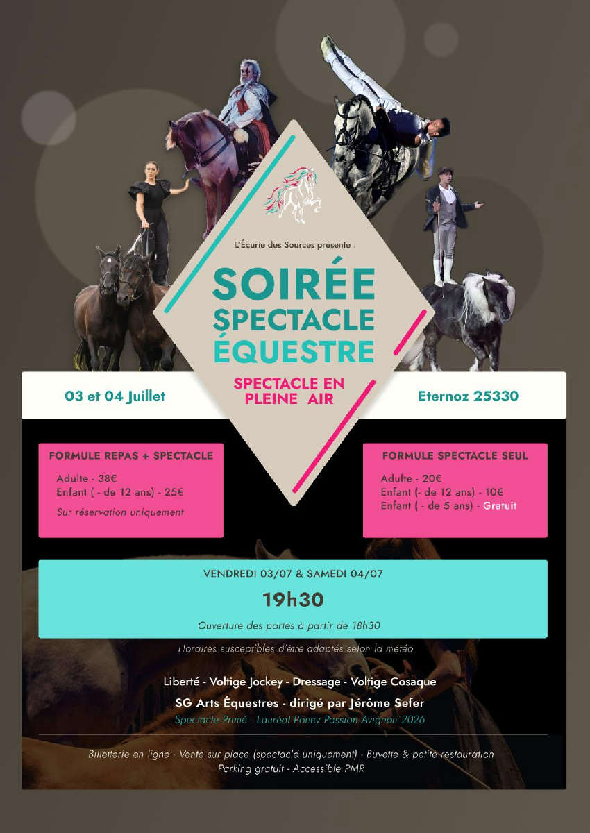 Championnat de France d'équitation islandaise 2026 et repas Spectacle le 03/07 et 04/07 au soir